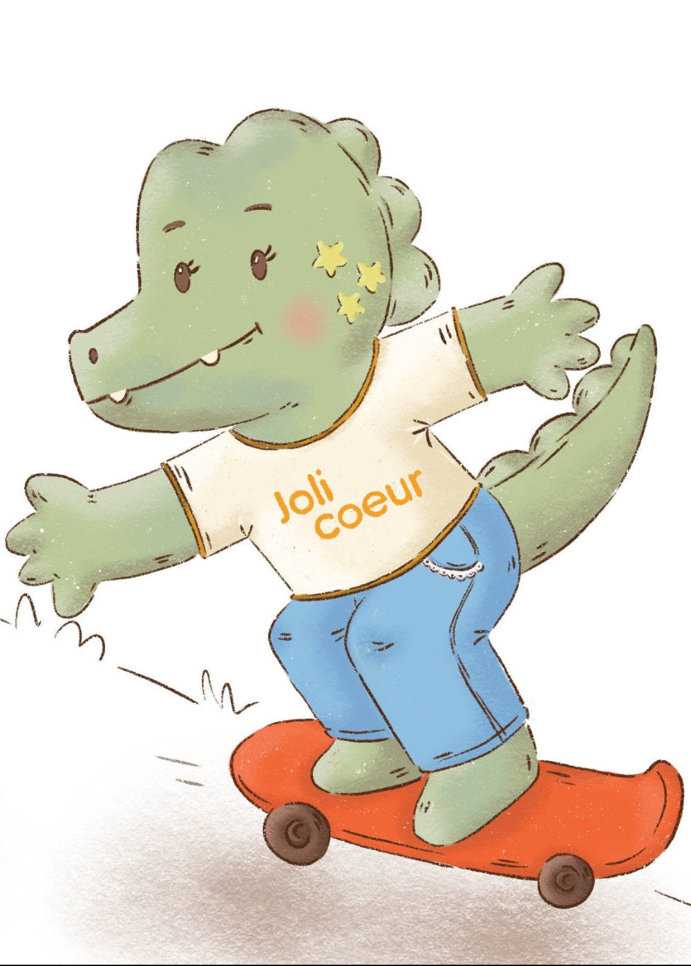 illustration croco sur skate