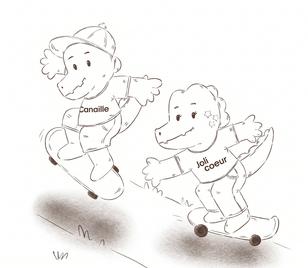 jumeaux crocodiles qui font du skate